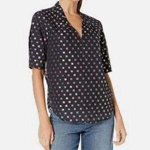 Bishop + Young 292417 Short Sleeve Metallic Top Dark Romance Metal, Size M